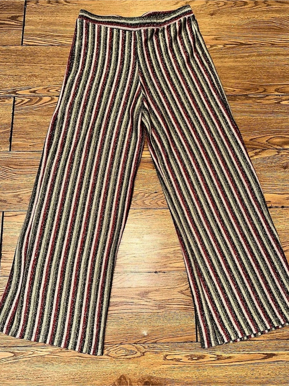 Zara Striped Wide Leg Pants Red & Green